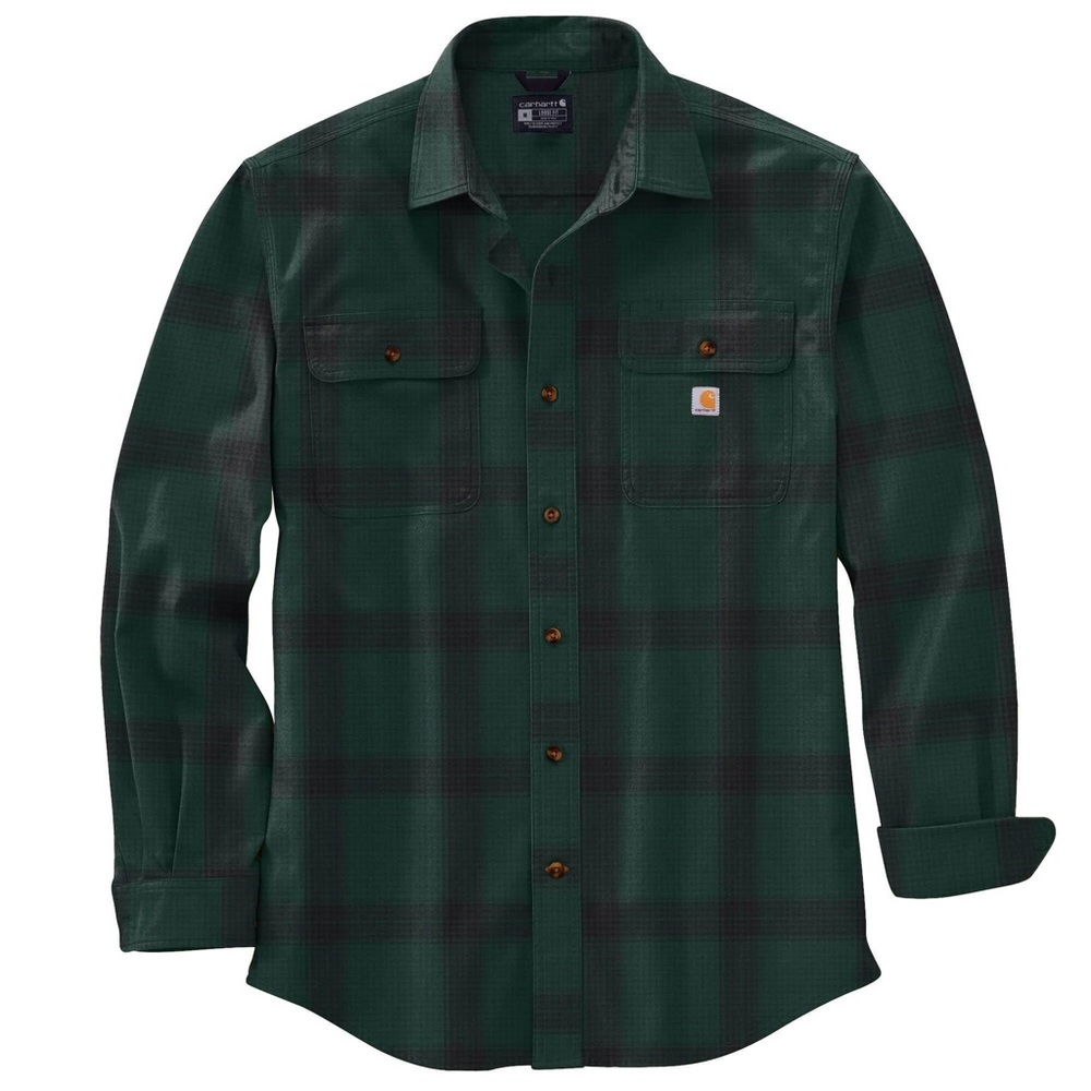 Carhartt Men's Loose Fit Heavyweight Flannel Long Sleeve Plaid Shirt, XL